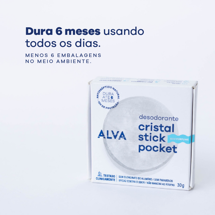 Desodorante Cristal Stick Pocket Vegano 30g Alva