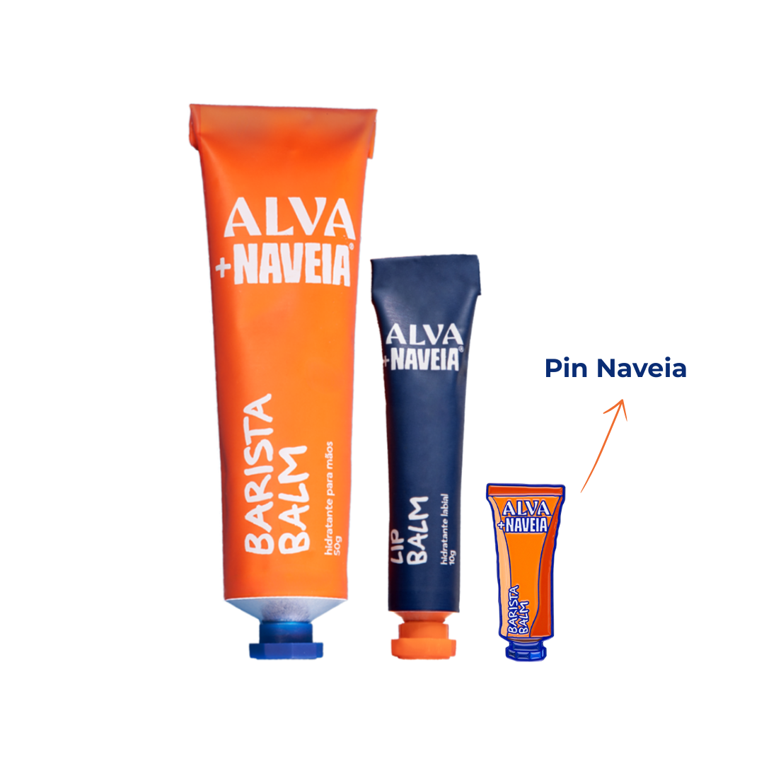 🎁 Kit Naveia: Lip Balm + Barista Balm + Pin (50% off)