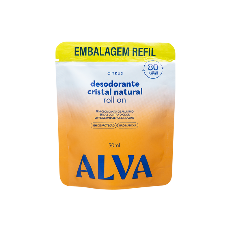 Refil Desodorante Roll On Cristal Natural Citrus 50ml Alva