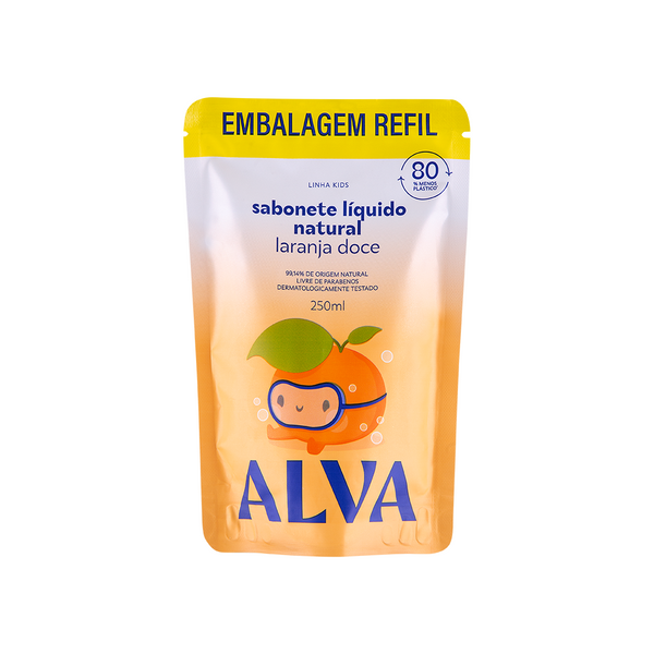 Refil Sabonete Líquido Infantil Laranja Doce & Baunilha 250ml Alva