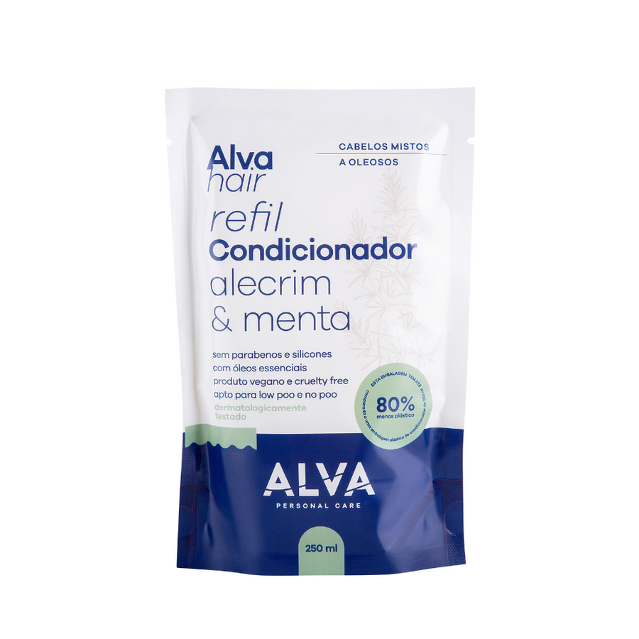 REFIL - Condicionador Cabelos Mistos e Oleosos - Alecrim e Menta Vegano 250ml Alva