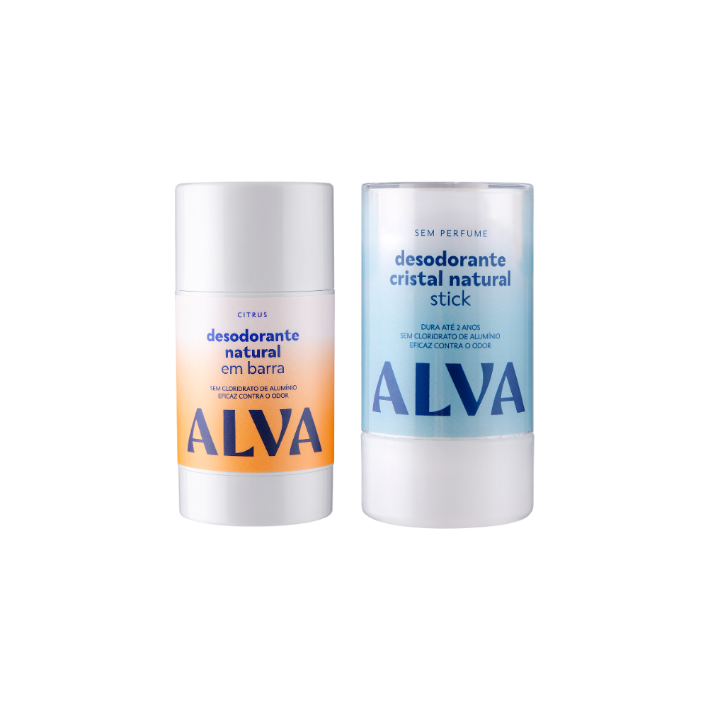🎁 Kit Adeus CC Citrus - Desodorante Cristal Alva + Desodorante em Barra Citrus (50% off)