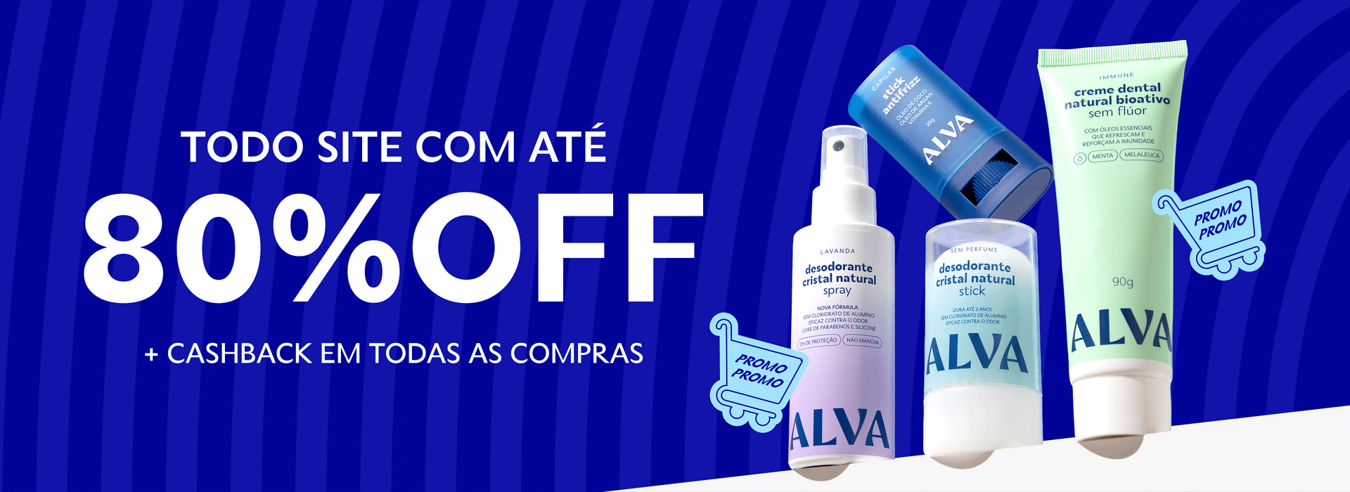 Todo o site com até 80% OFF + cashback em todas as compras