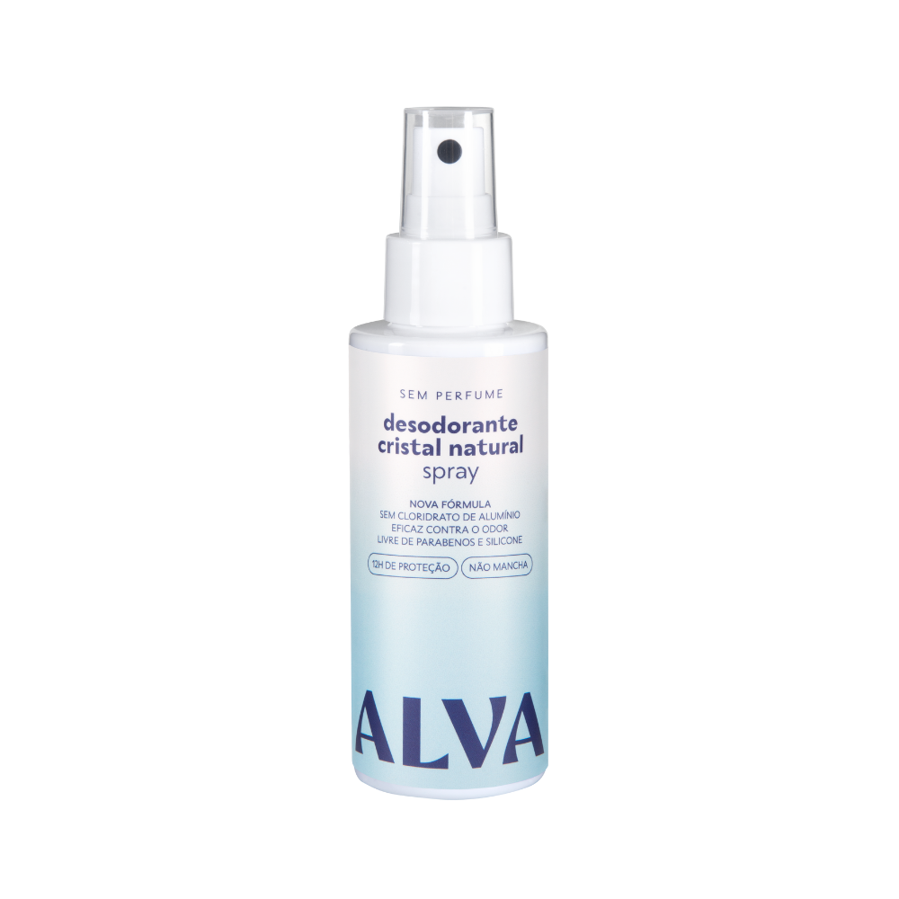 Desodorante Spray Cristal Natural Sem Perfume Vegano 120ml Alva