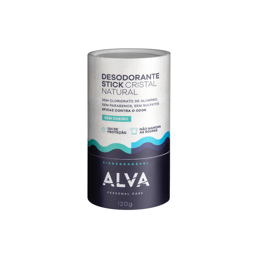 Desodorante Cristal Stick Biodegradável Vegano 120g Alva