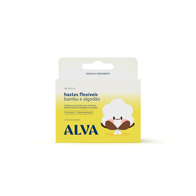 Cotonete de Bamboo e Algodão Natural Infantil Alva