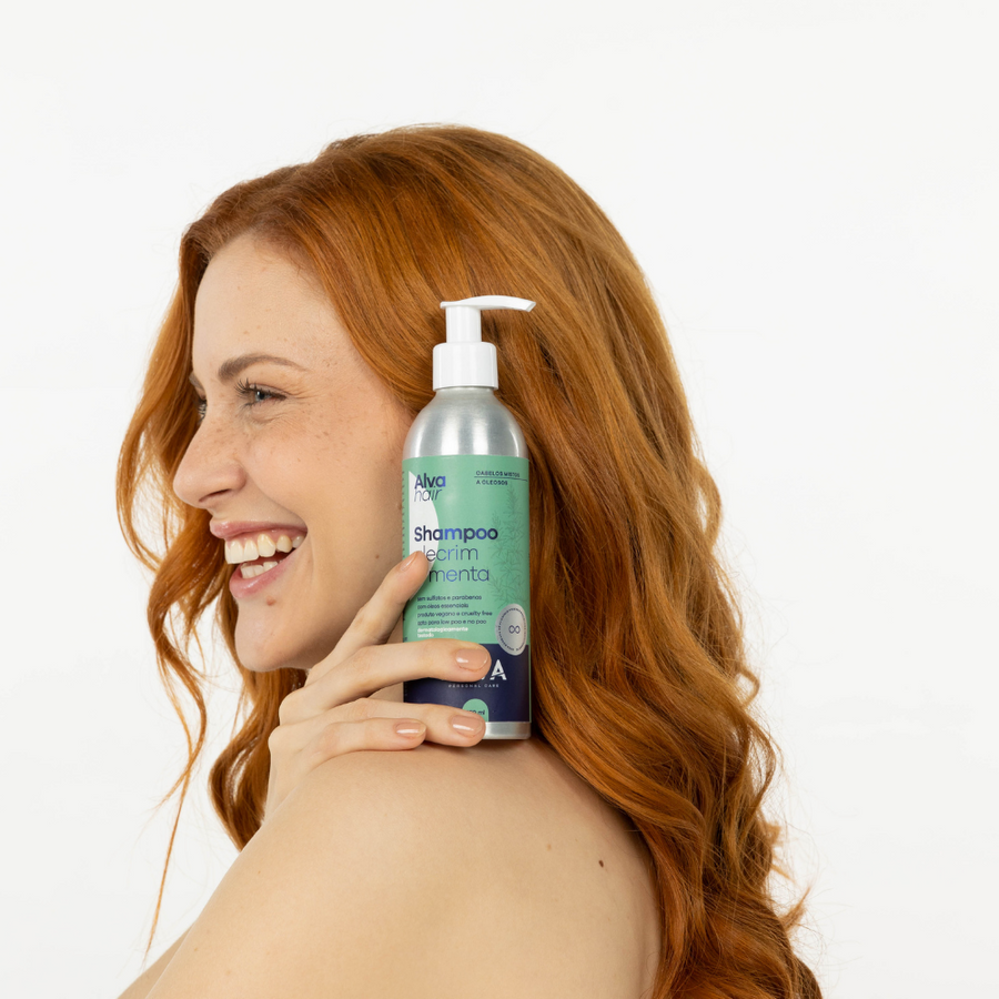 Shampoo Cabelos Mistos e Oleosos - Alecrim e Menta Vegano 250ml Alva