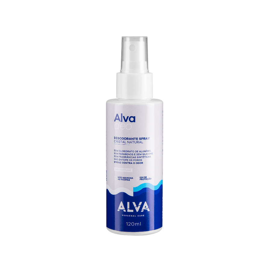 Desodorante Spray Cristal Natural Sem perfume Vegano 120ml Alva