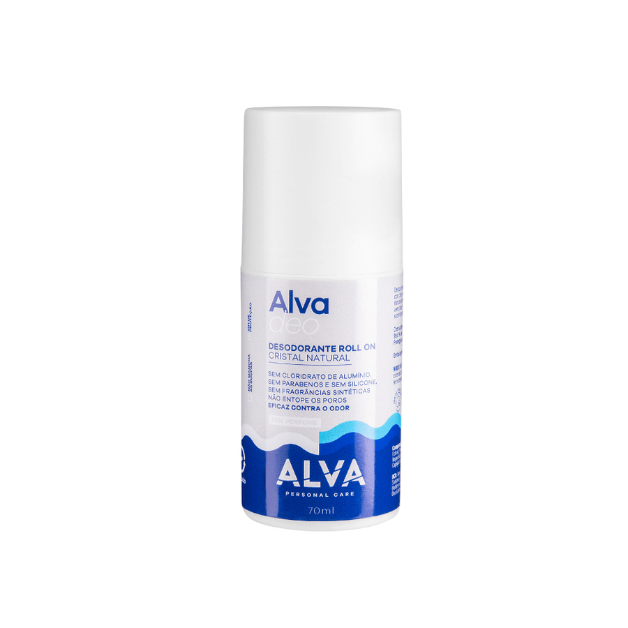 Desodorante Roll on Cristal Natural Sem Perfume Vegano 70ml Alva