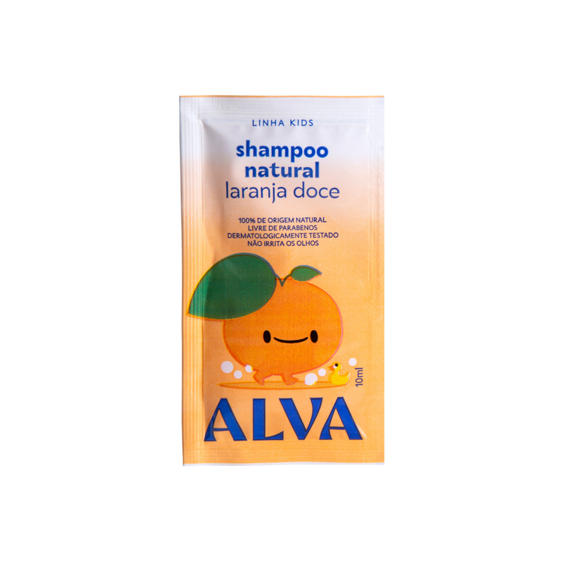 Sachê Shampoo Infantil - Laranja Doce e Baunilha Vegano 10ml Alva