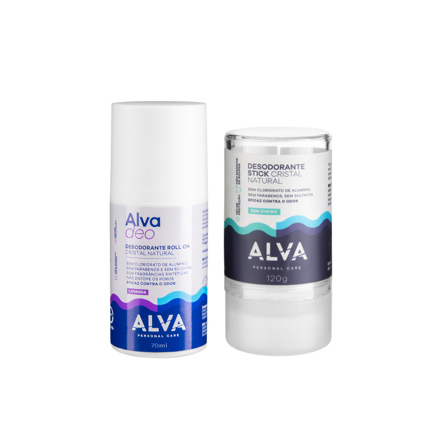 Kit Axilas sem Odor - Desodorante Cristal Alva + Desodorante Roll on Alva