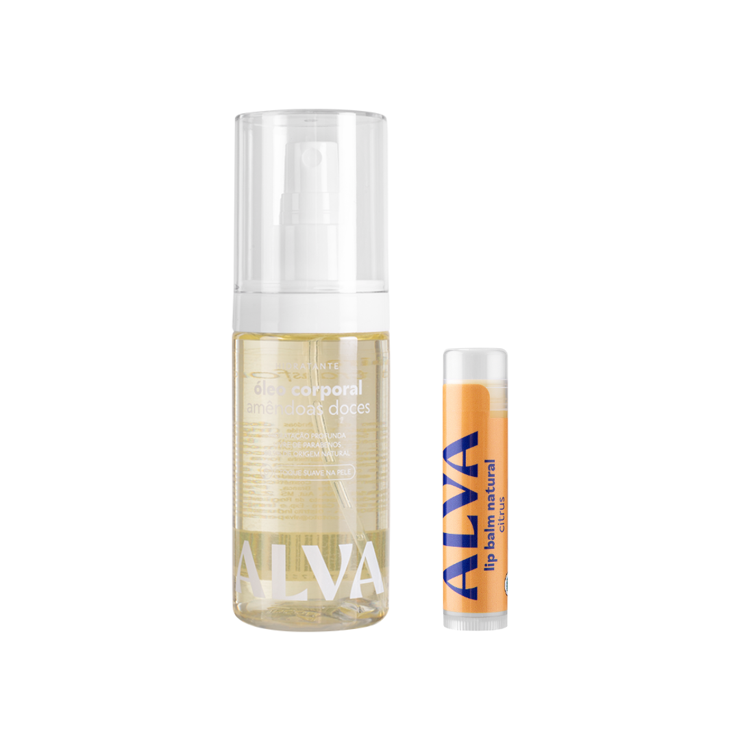🎁 Kit Hidratação Completa - Óleo Corporal e Lip Balm (50% off)