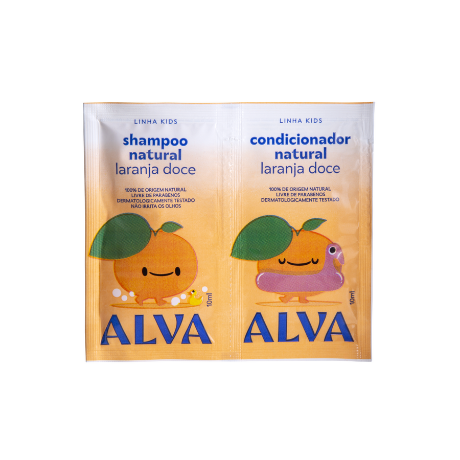 🎁 Kit Sachê Duplinha Shampoo + Condicionador Laranja Doce e Baunilha 10ml Alva (100% off)