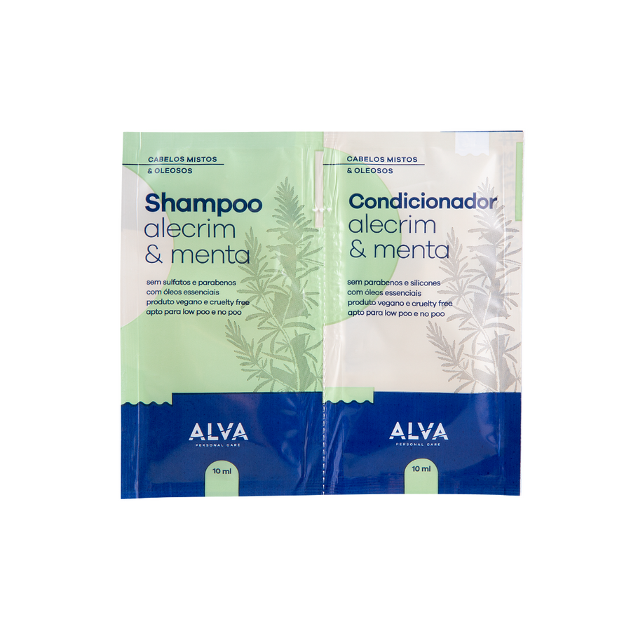 Kit Sachê Duplinha Shampoo + Condicionador Alecrim e Menta 10ml Alva