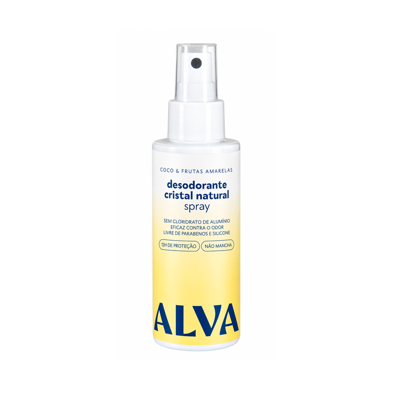 Desodorante Spray Cristal Natural Coco & Frutas Amarelas Vegano 120ml Alva
