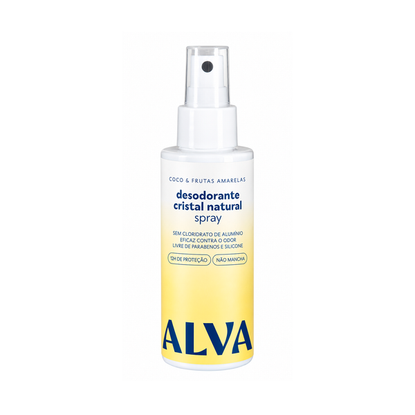 Desodorante Spray Cristal Natural Coco & Frutas Amarelas Vegano 120ml Alva