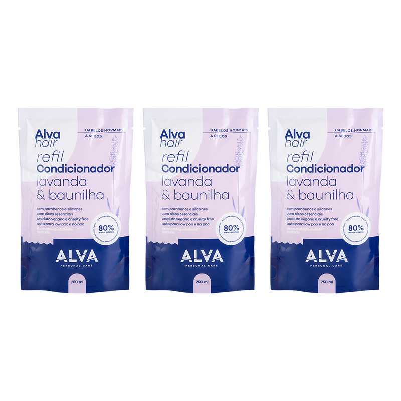 Kit 3 Refis Condicionador Lavanda e Baunilha 250ml Alva