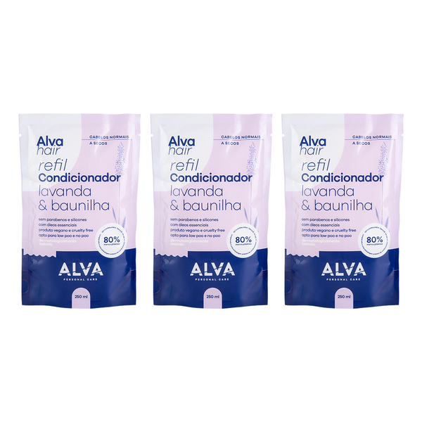 Kit 3 Refis Condicionador Lavanda e Baunilha 250ml Alva
