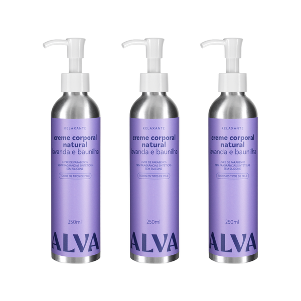 Kit 3 Cremes Corporais Lavanda e Baunilha 250ml Alva
