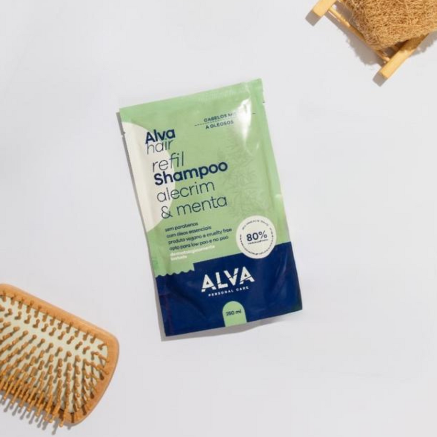 REFIL - Shampoo Cabelos Mistos e Oleosos - Alecrim e Menta Vegano 250ml Alva
