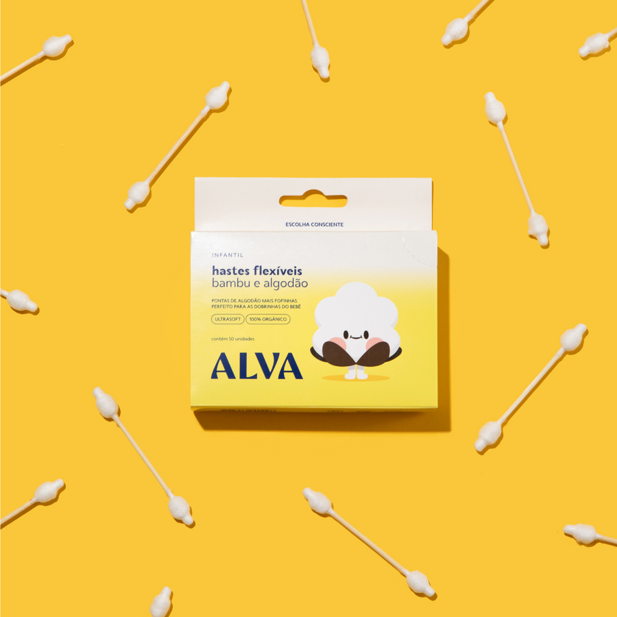 Cotonete de Bamboo e Algodão Natural Infantil Alva