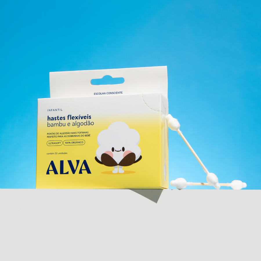 Cotonete de Bamboo e Algodão Natural Infantil Alva