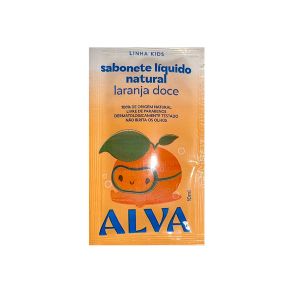 🎁 Sachê Sabonete Líquido Infantil - Laranja Doce e Baunilha Vegano 10ml Alva (100% off)