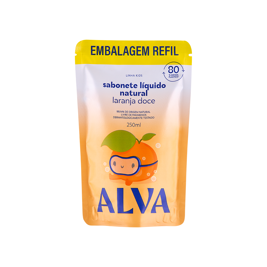 🎁 Refil Sabonete Líquido Infantil Laranja Doce & Baunilha 250ml Alva (50% off)