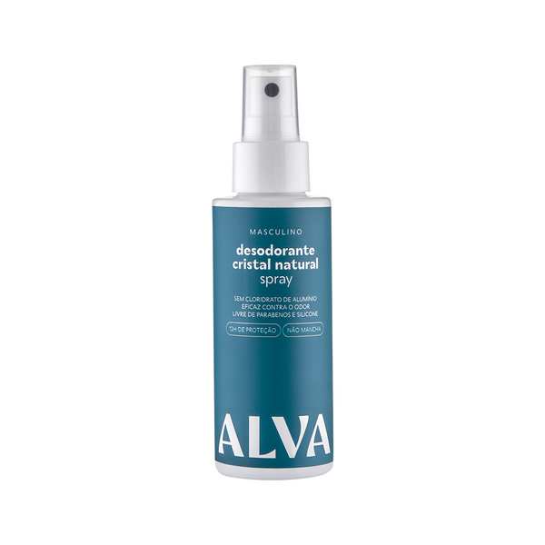 Desdorante Spray Cristal Natural Masculino Vegano 120ml Alva